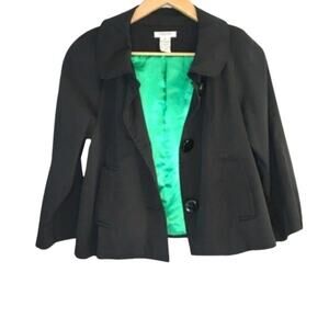 VERTIGO PARIS Black Cape Style Jacket Green Lining Coat  | M